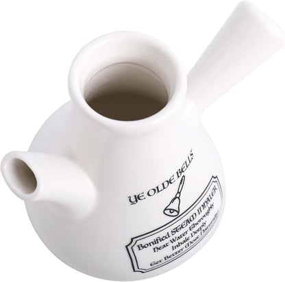 Top view of the ceramic steam inhaler vessel showing the fill opening and side spout